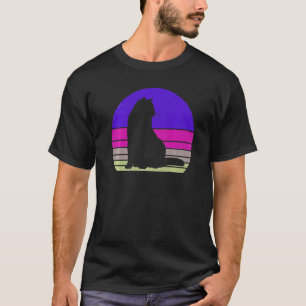 Retro Katzenkatze Vintag Katzenjunge Silhouette Kä T-Shirt