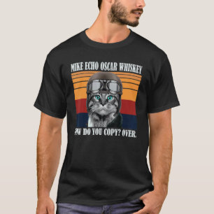 Retro Katzenpilot Meow Kitzchenbesitzer Fell-Elter T-Shirt