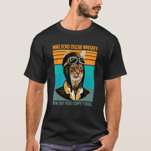Retro Katzenpilot Miau Katzenbesitzer Fell-Elternt T-Shirt