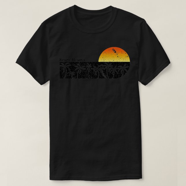 Retro Kauai Hawaii Beach Sunset T-Shirt (Design vorne)