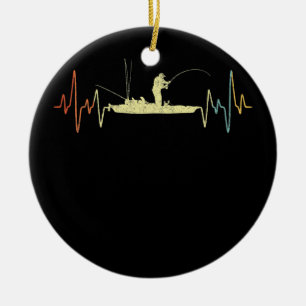 Retro Kayak Fischen Herzschlag Kayaking Vintag  Keramik Ornament