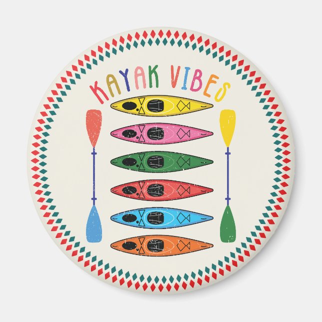 Retro Kayak Vibes Kayaking Magnet (Vorne)