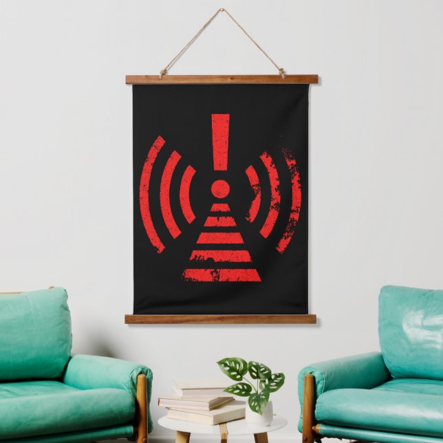Retro Keep Back Energy Warning Symbol Wandteppich Mit Holzrahmen (Wohnzimmer)