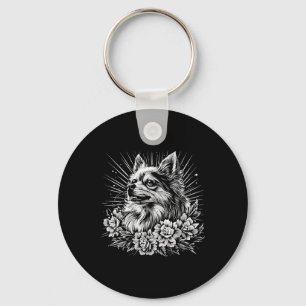 Retro Keeshond Hund Lover Tattoo Style Schlüsselanhänger