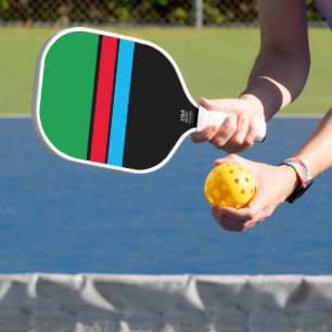 Retro Kelly Green Bright Red Blue Black Stripes Pickleball Schläger