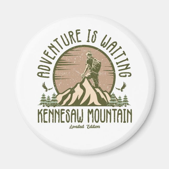 Retro Kennesaw Mountain Wandern Magnet (Vorne)