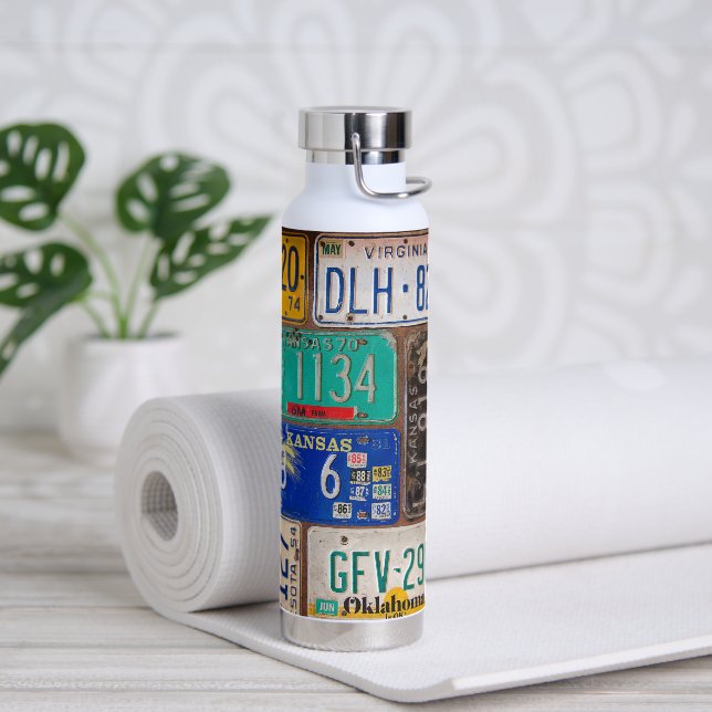 Retro-Kennzeichen-Sammlung Trinkflasche (Yoga)