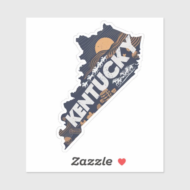 Retro Kentucky Staat Aufkleber (Blatt)