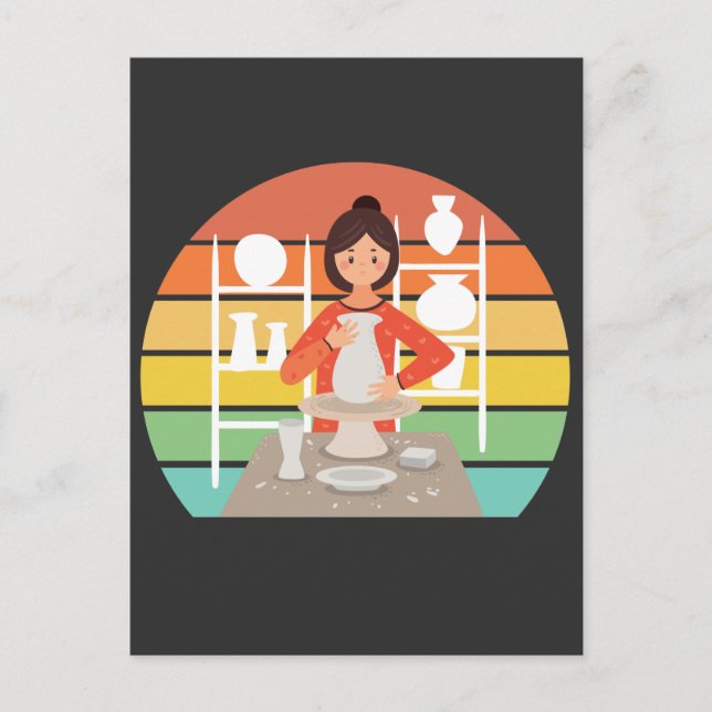 Retro-Keramik Postkarte (Vorderseite)