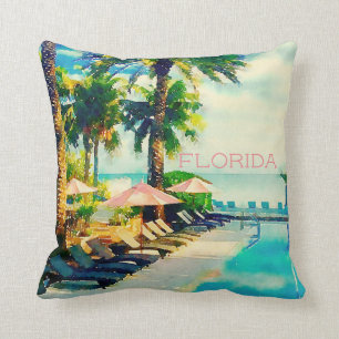 Retro Key West, Florida Throw Kissen