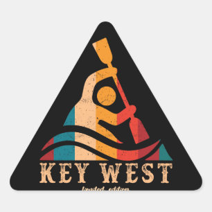 Retro Key West Kayaking Dreieckiger Aufkleber