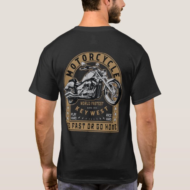 Retro Key West Motorrad T-Shirt (Rückseite)