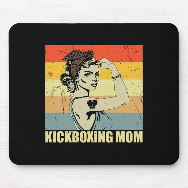 Retro-Kickboxende Mutter Kampfsportliebhaberin Vin Mousepad (Vorne)