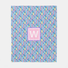 Retro Kids farbiges geometrisches Monogramm Fleecedecke