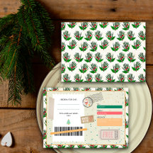 Retro-Kiefernzweige Weihnachts-Ticket-Geschenkguts