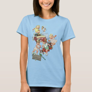 Retro-Kinder Kleinkinder spielen mit Feuerwehrwage T-Shirt