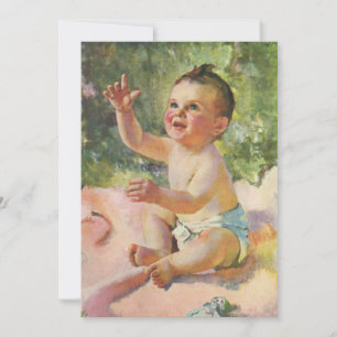 Retro-Kinder, süßes Baby auf einer rosa Decke