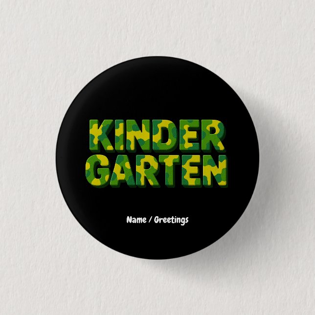 Retro Kindergarten Boys Teacher Camouflage Funny Button (Vorderseite)