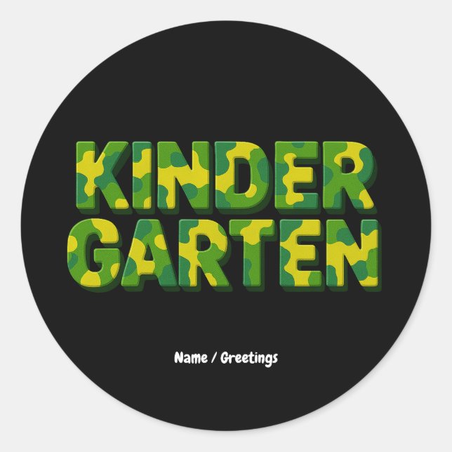 Retro Kindergarten Boys Teacher Camouflage Funny Runder Aufkleber (Vorderseite)