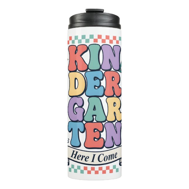 Retro Kindergarten, ich komme, Schule Thermosbecher (Vorderseite)