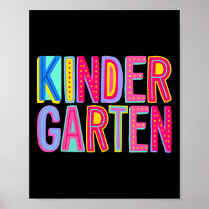 Retro Kindergarten Regenbogen Stimmung Lehrer Kind Poster