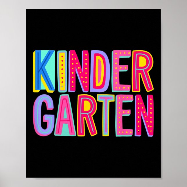 Retro Kindergarten Regenbogen Stimmung Lehrer Kind Poster (Vorne)