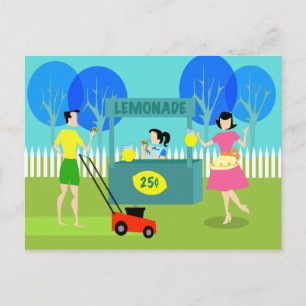 Retro Kinderlemonade-Stand Postkarte