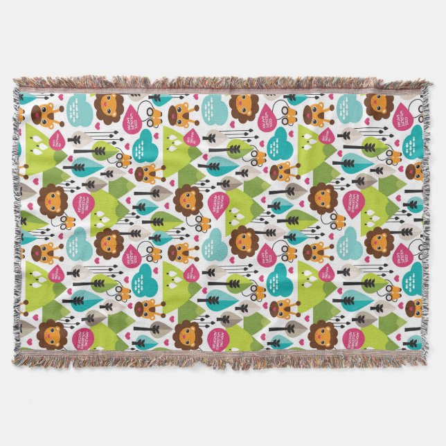 Retro Kindersafari-Löwewild lebende tiere Decke (Vorderseite)