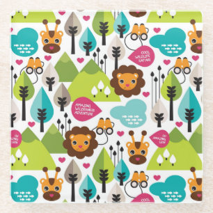 Retro Kindersafari-Löwewild lebende tiere Glasuntersetzer