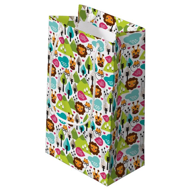 Retro Kindersafari-Löwewild lebende tiere Kleine Geschenktüte (Rückseite Schrägansicht)