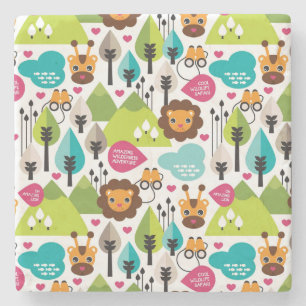 Retro Kindersafari-Löwewild lebende tiere Steinuntersetzer