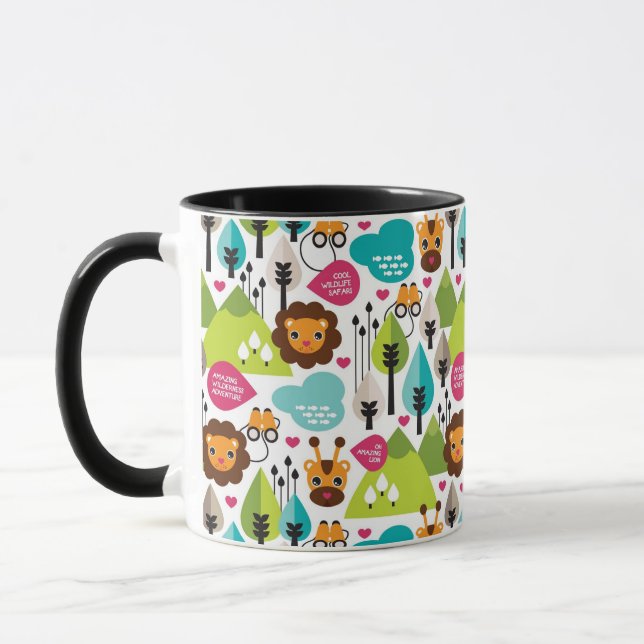 Retro Kindersafari-Löwewild lebende tiere Tasse (Links)