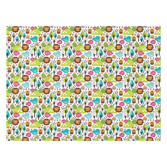 Retro Kindersafari-Löwewild lebende tiere Tischdecke (Vorderseite (Horizontal))