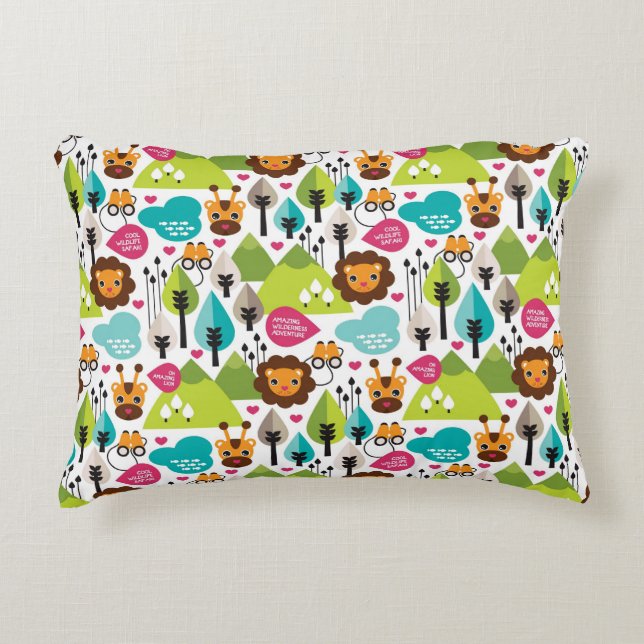 Retro-Kindersafari Zierkissen (Vorderseite)