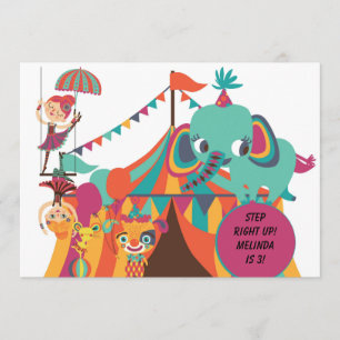 Retro KinderZirkus-Geburtstags-Einladung Einladung