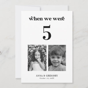 Retro-Kindheitsbilder 5x7 Hochzeitstisch Nummer  Einladung