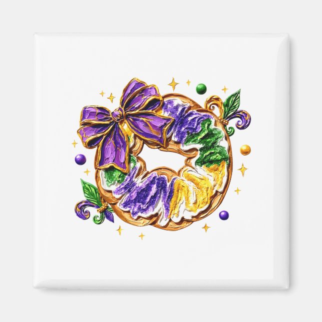 Retro King Cake Kokette Bogen Perlen Glückliches M Magnet (Vorne)
