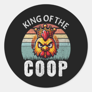 Retro King of the Coop wütend Daddy Hühnervathers Runder Aufkleber
