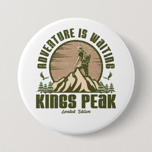 Retro Kings Peak Wanderung Button (Vorderseite)