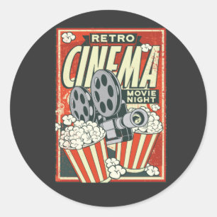 RETRO-KINO-PLAKAT RUNDER AUFKLEBER