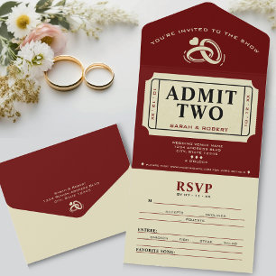 Retro-Kino-Theater-Zwei-Tickets-Hochzeit All In One Einladung