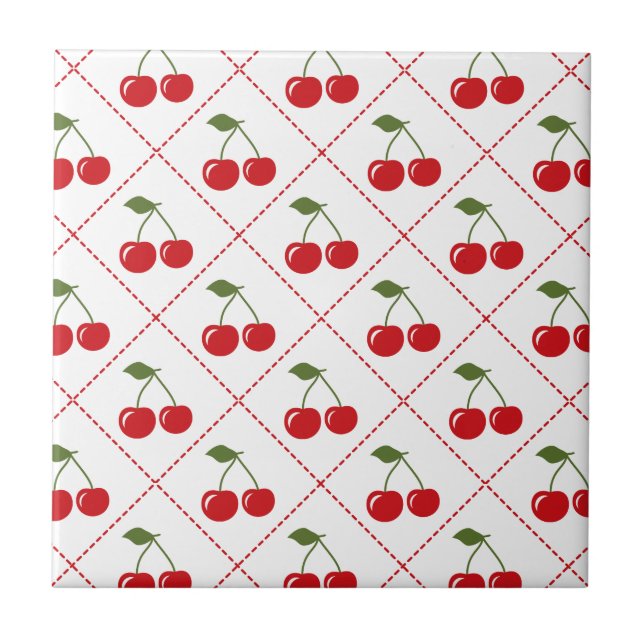 Retro Kirsch Argyle Fliese (Vorderseite)