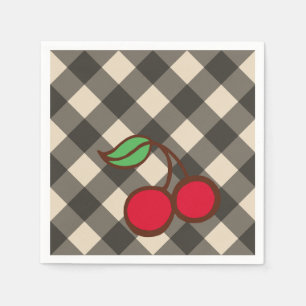 Retro-Kirsch-Gingham-Picknick-Party-Servietten Serviette