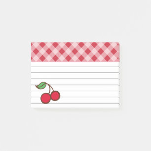 Retro-Kirsche-Gingham-Küchen-Post-it-Notes-Geschen Post-it Klebezettel