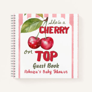 Retro-Kirsche-oben Rosa-Streifen-Baby-Shower-Gäste Notizbuch