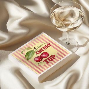 Retro-Kirschen-Café Rot Gelb Baby-Party Serviette