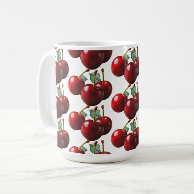 Retro Kirschen frisch gepflückt Kaffeetasse (Vorderseite Links)