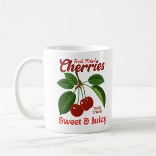 Retro-Kirschen-Frucht-Kommerzgrafik-Kunststil Kaffeetasse