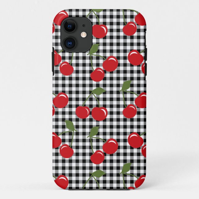 Retro Kirschgingham Case-Mate iPhone Hülle (Rückseite)
