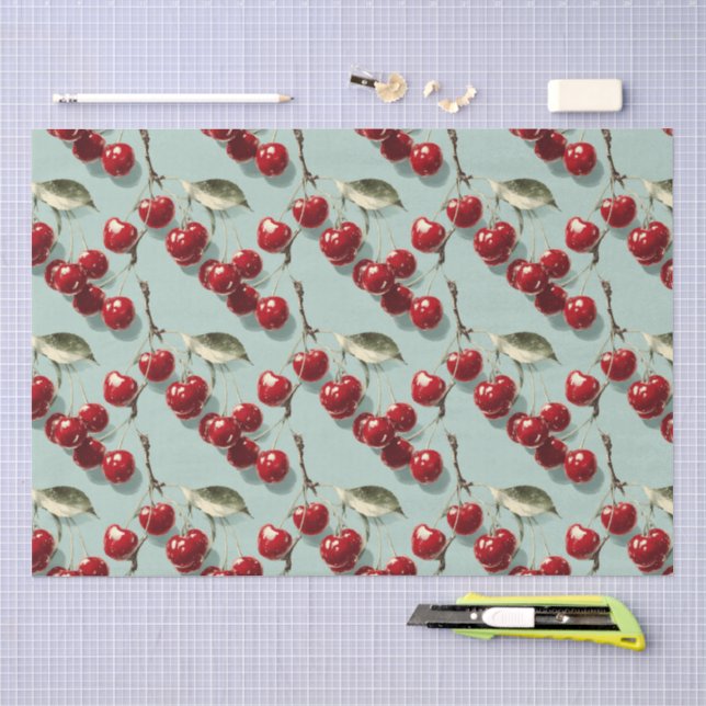 Retro-Kirschmuster-Decoupage Seidenpapier (Handwerk)